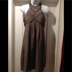 Muse Olive Green Beaded Halter Midi Dress